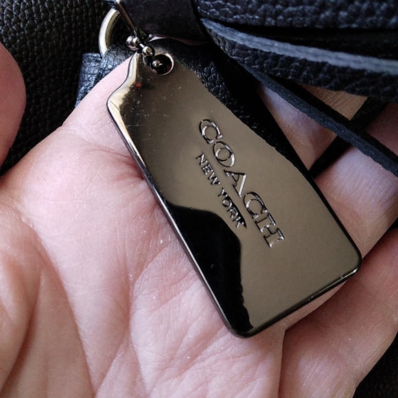 COACH Bandana Rivets Edie Black Pebbled Leather Shoulder Bag 55544 - Picture 16 of 16